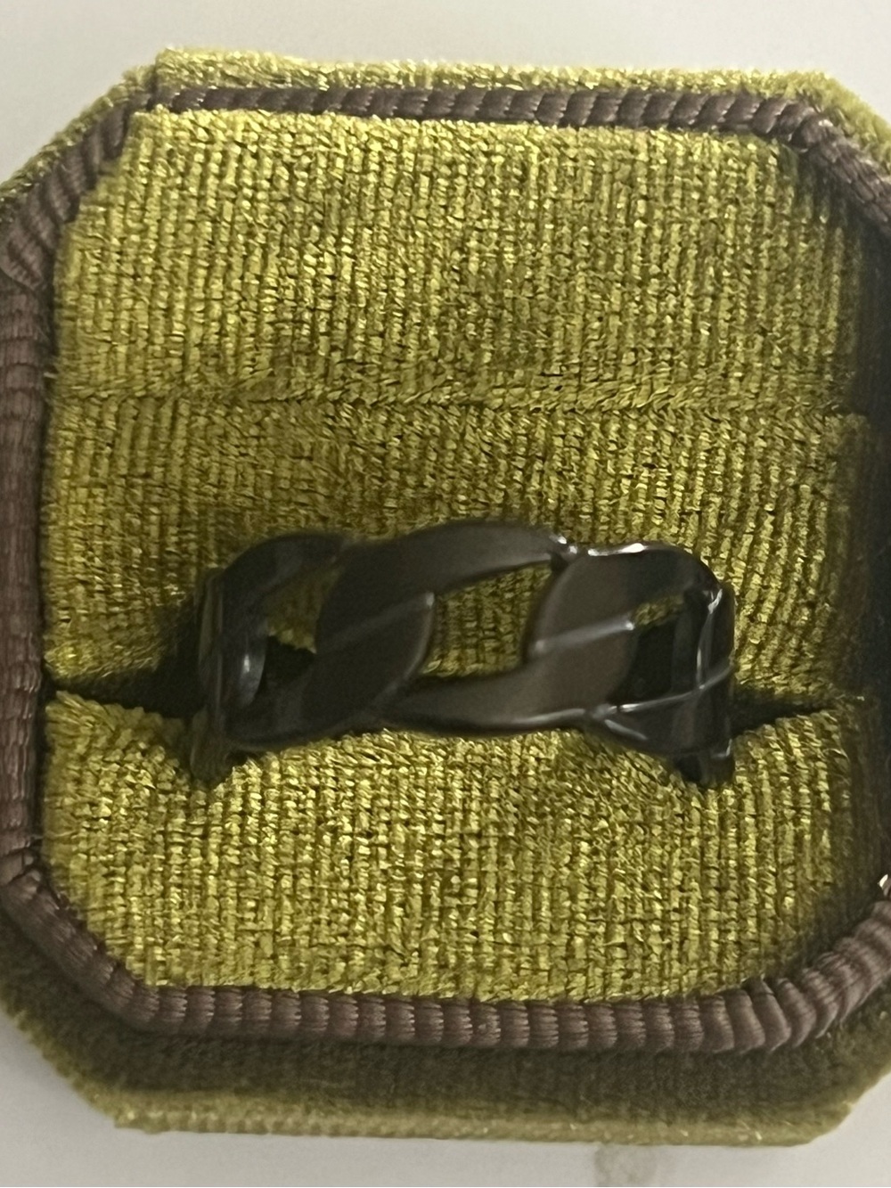 Black Men's Link Ring - Sleek Chain-Style Band 8mm Size 11